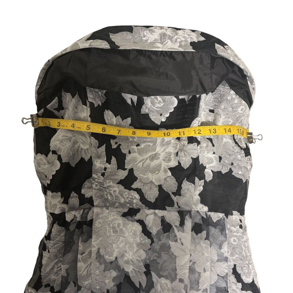 Betsy & Adam Strapless Black & White Floral Print Dress Size 12 Made In USA - Picture 10 of 16
